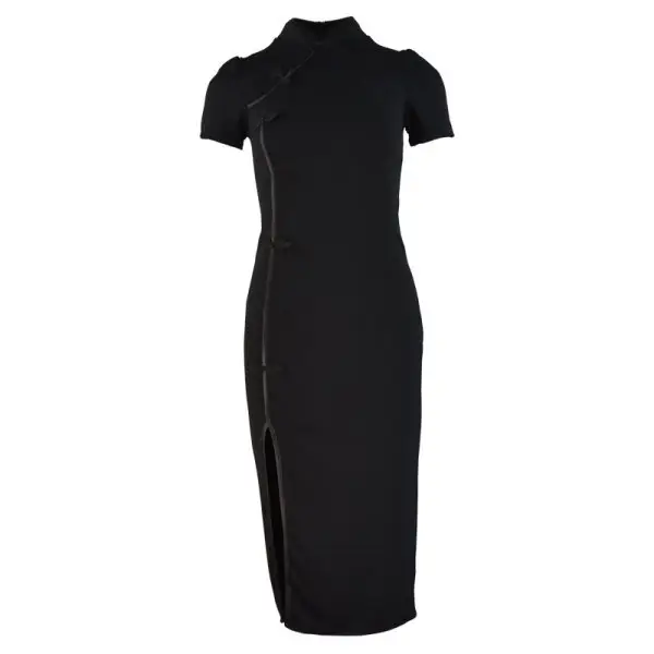 Black High Split Cheongsam Dress for Women 2022 - Image 6
