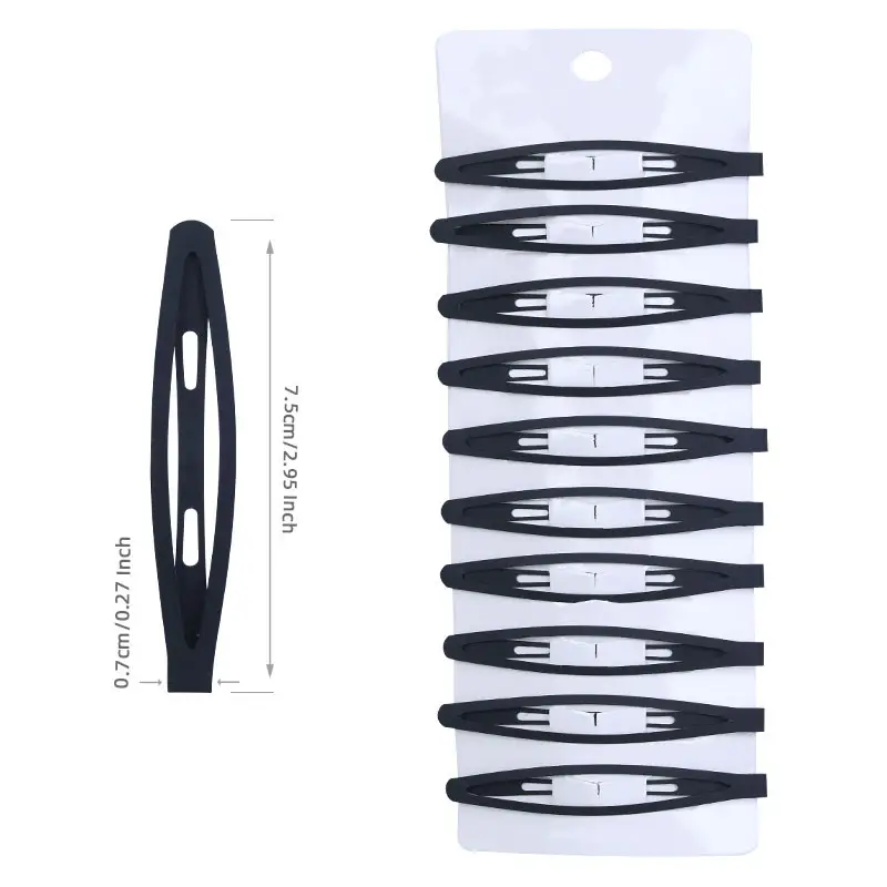 Matte Black 7.5cm Large Metal BB Clips for Girls - Image 3