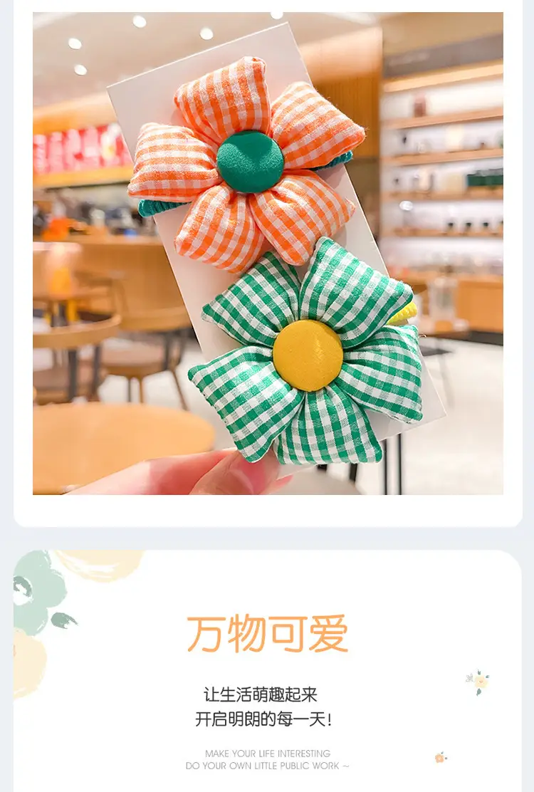 Cute Flower Plaid Hair Band for Girls Kids — feature 16