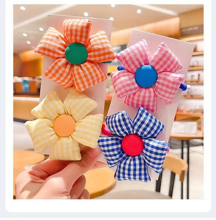 Cute Flower Plaid Hair Band for Girls Kids — feature 5