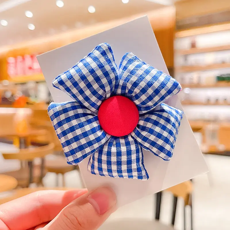Cute Flower Plaid Hair Band for Girls Kids - Image 2