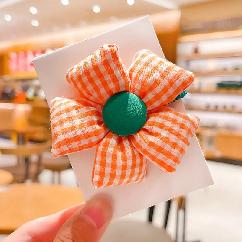 Cute Flower Plaid Hair Band for Girls Kids - Image 3