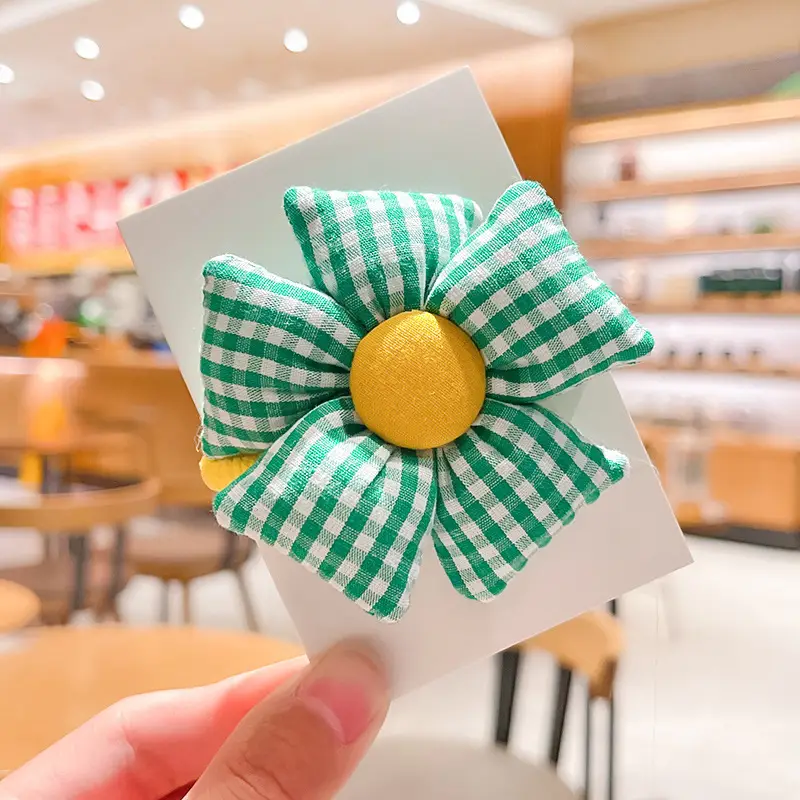 Cute Flower Plaid Hair Band for Girls Kids - Image 4
