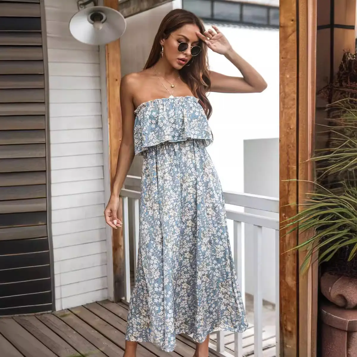 Printed Strapless Summer Dress for Women - Image 11
