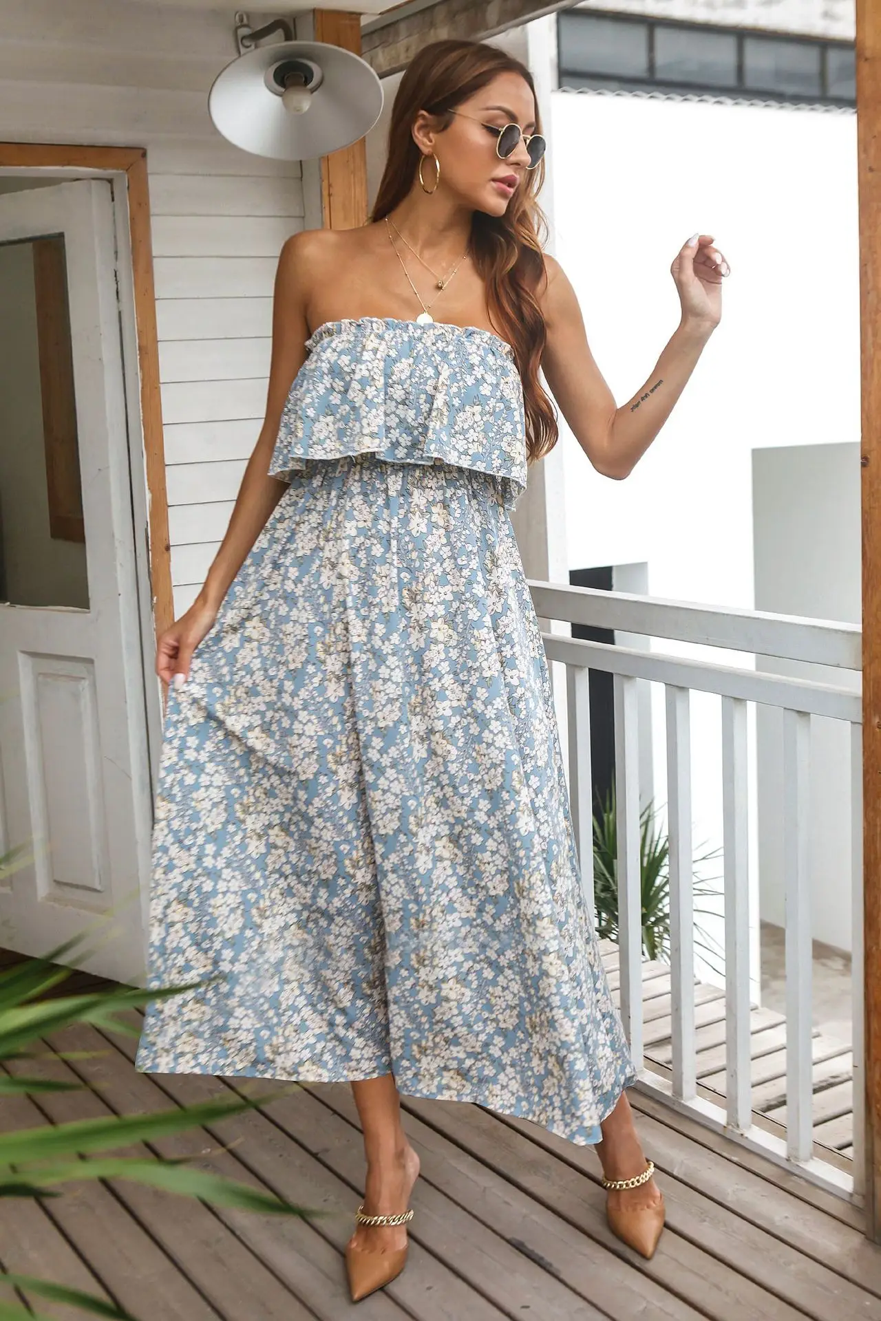 Printed Strapless Summer Dress for Women - Image 2
