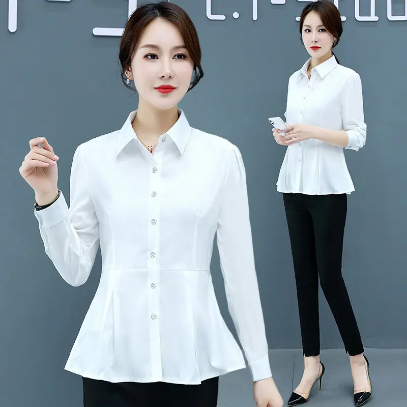 Women's Light Blue Long Sleeve Button Down Blouse - Image 7