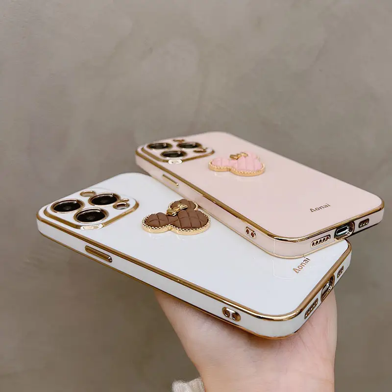 Cute Bear Head iPhone15 Case Drop Proof Silicone