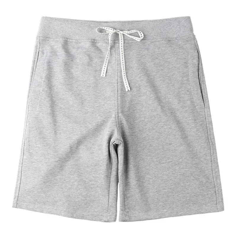 Japanese Style Heavy Shorts Men Grey Terry Cotton Sweatpants