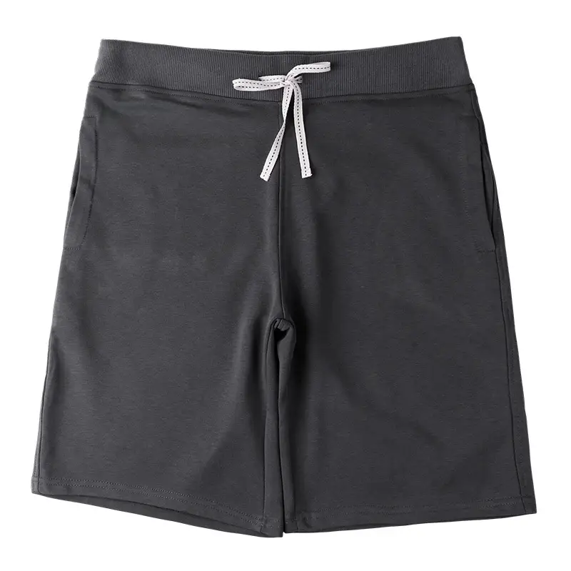 Japanese Style Heavy Shorts Men Grey Terry Cotton Sweatpants