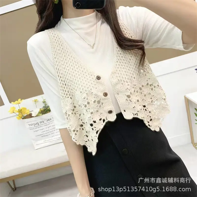 New V-neck Knitted V-Neck Vest Women's Elegant Stacked Top - Image 10