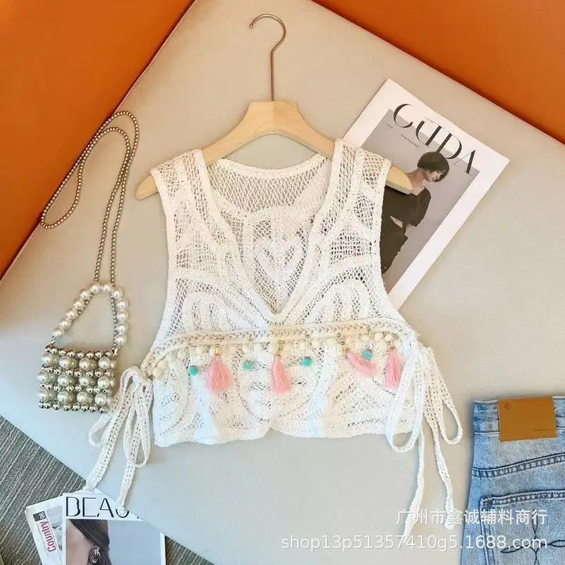 New V-neck Knitted V-Neck Vest Women's Elegant Stacked Top - Image 5