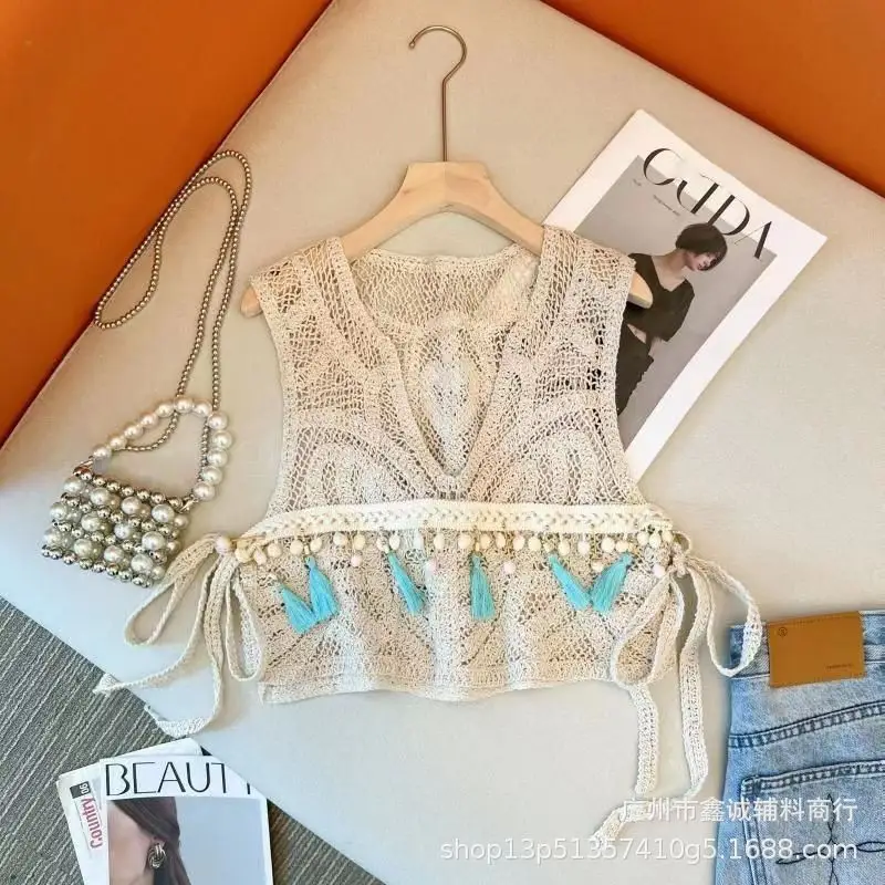 New V-neck Knitted V-Neck Vest Women's Elegant Stacked Top - Image 6
