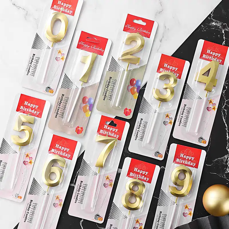 Wholesale Opera House Birthday Candle Golden Figures 0-9 Smokeless Birthday Cake Party Baking Dessert Candle Insert