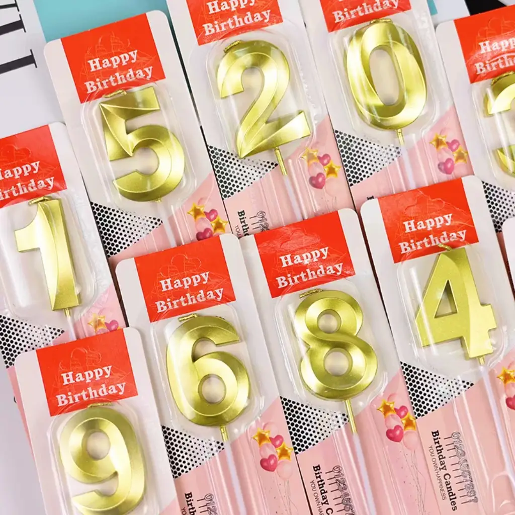 Wholesale Opera House Birthday Candle Golden Figures 0-9 Smokeless Birthday Cake Party Baking Dessert Candle Insert