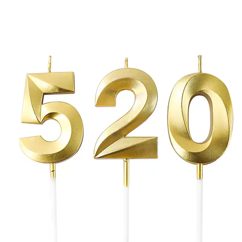 Wholesale Opera House Birthday Candle Golden Figures 0-9 Smokeless Birthday Cake Party Baking Dessert Candle Insert