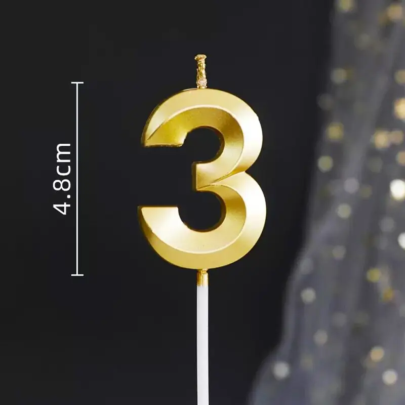 Wholesale Opera House Birthday Candle Golden Figures 0-9 Smokeless Birthday Cake Party Baking Dessert Candle Insert