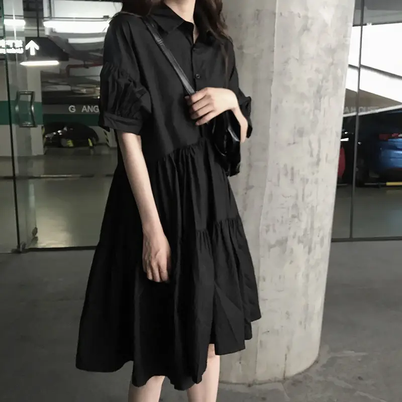 2023 Black Loose Western Dress Plus Size Fat Sister Cover
