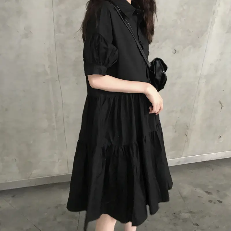 2023 Black Loose Western Dress Plus Size Fat Sister Cover