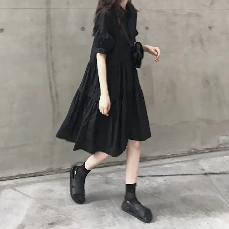 2023 Black Loose Western Dress Plus Size Fat Sister Cover