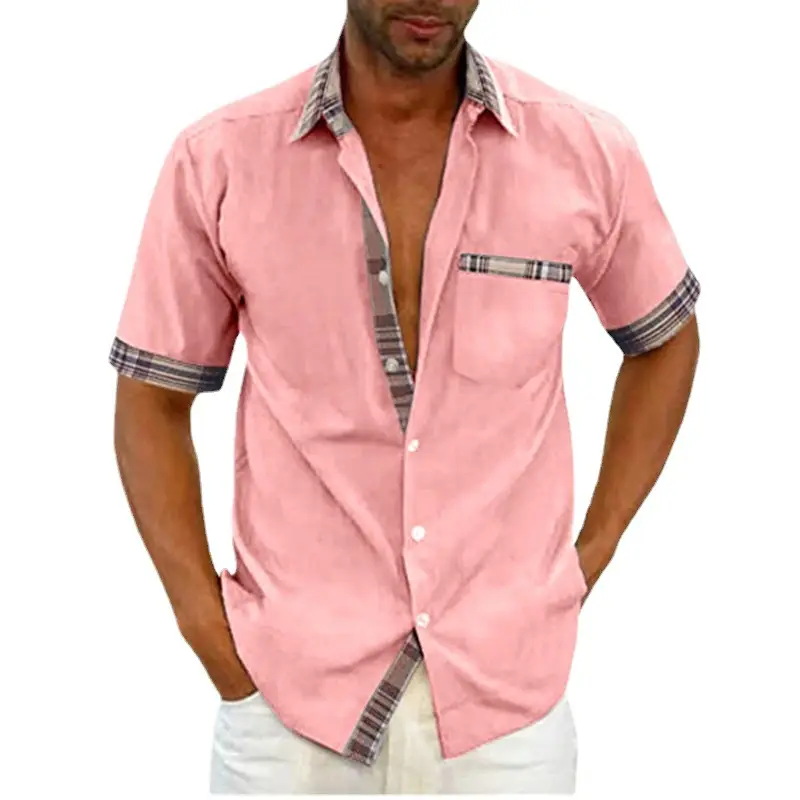 Men's New Blue Short-Sleeved Casual Shirt 2023 - Image 14