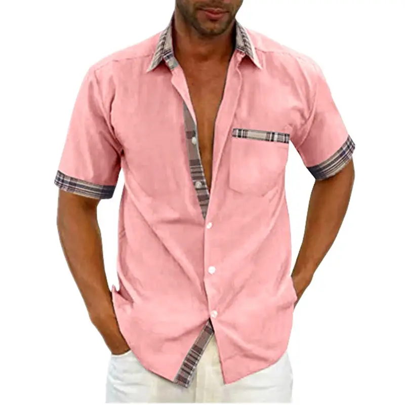 Men's New Blue Short-Sleeved Casual Shirt 2023 - Image 5