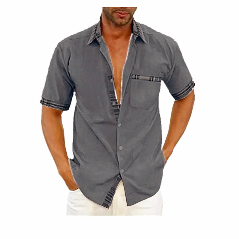 Men's New Blue Short-Sleeved Casual Shirt 2023 - Image 6