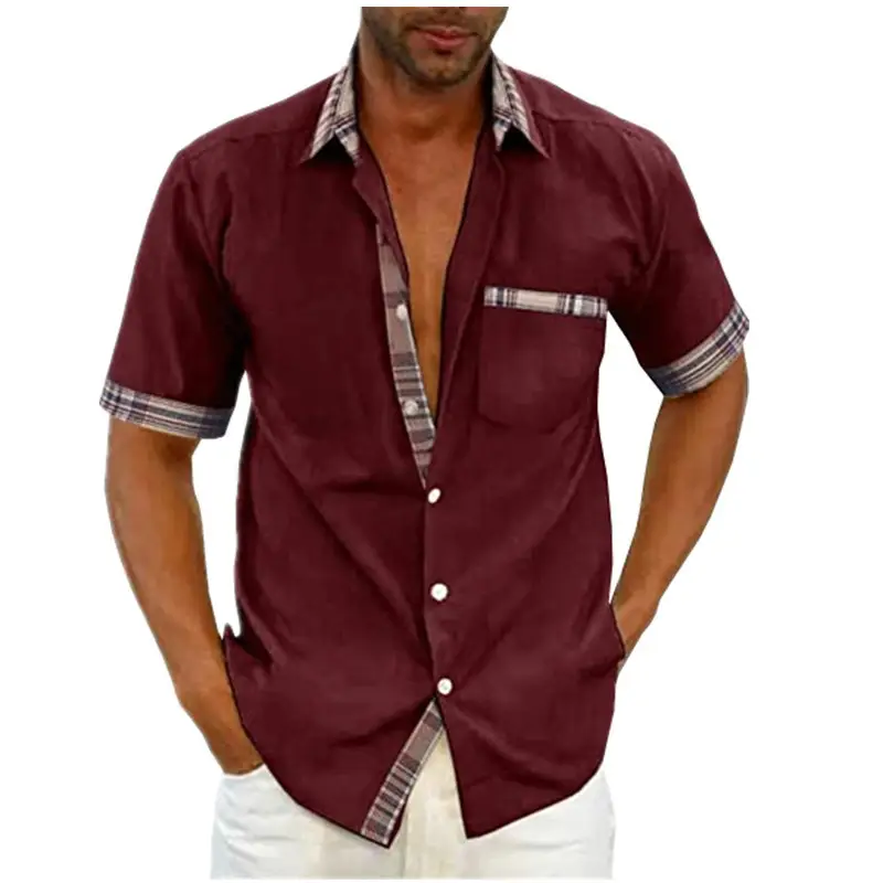 Men's New Blue Short-Sleeved Casual Shirt 2023 - Image 8