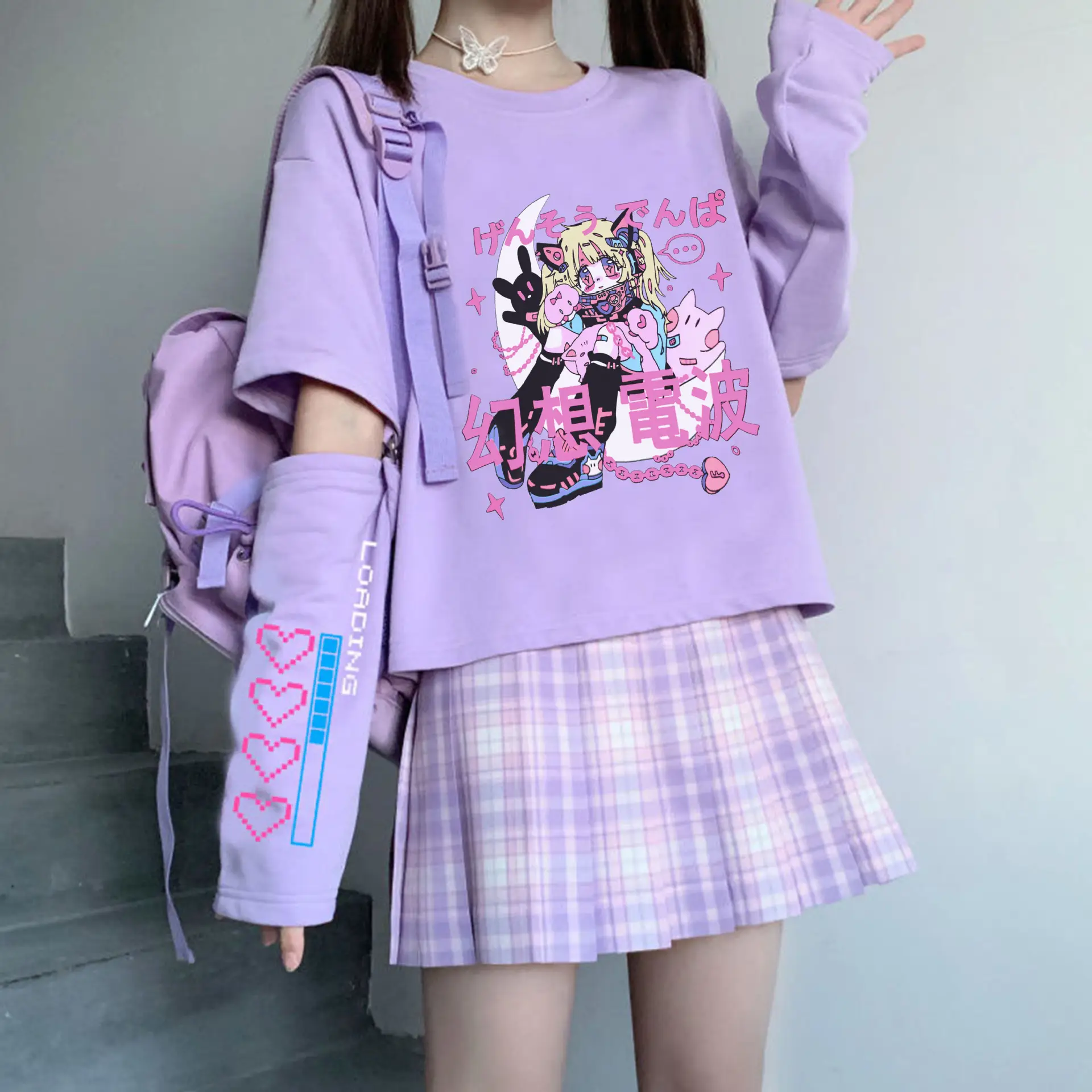 Women 2022 Velvet T-Shirt with Pink Bear Print