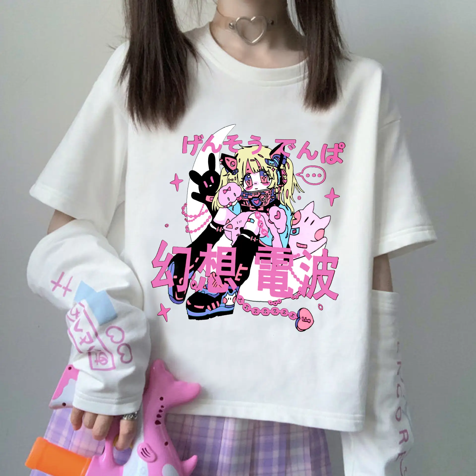 Women 2022 Velvet T-Shirt with Pink Bear Print