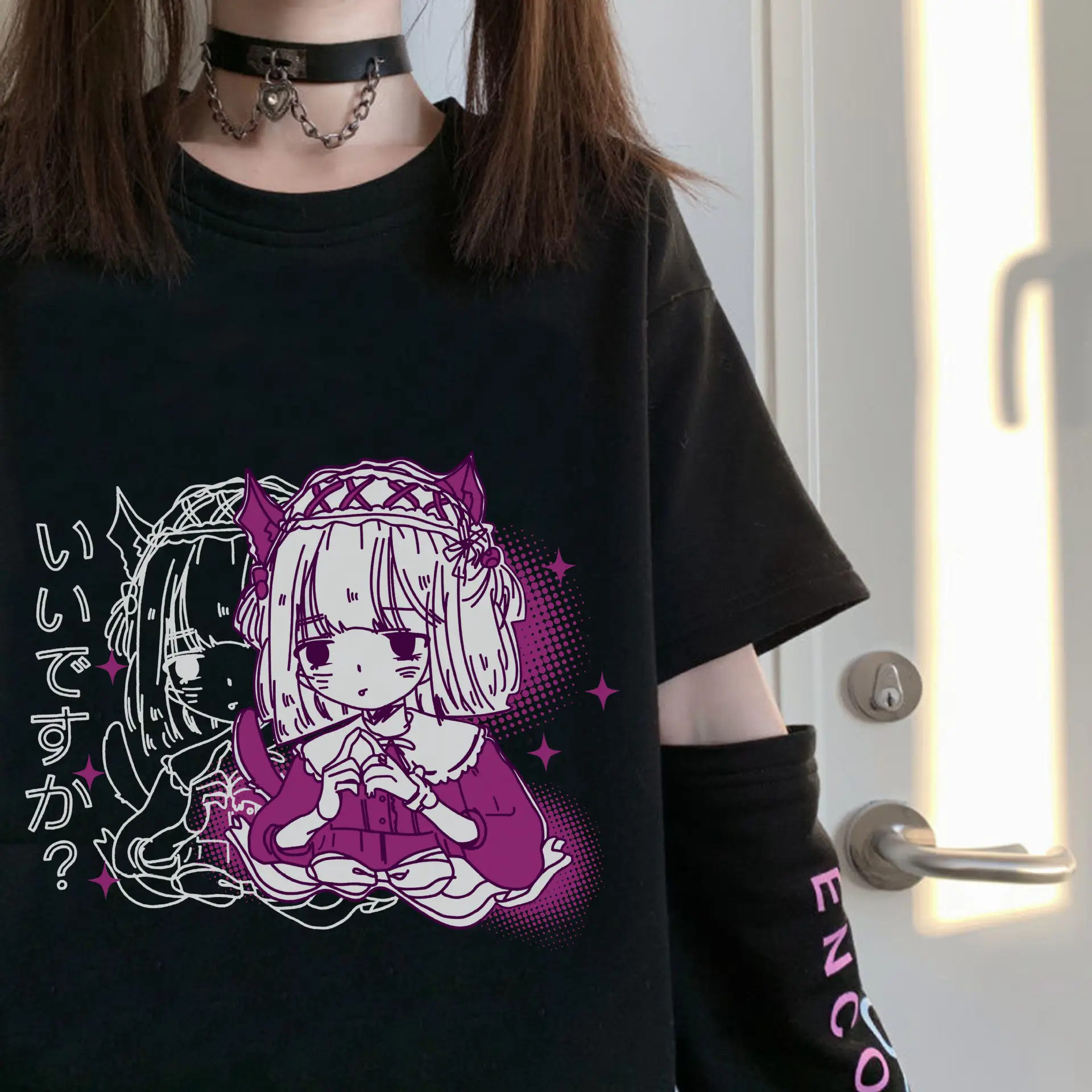 Women 2022 Velvet T-Shirt with Pink Bear Print