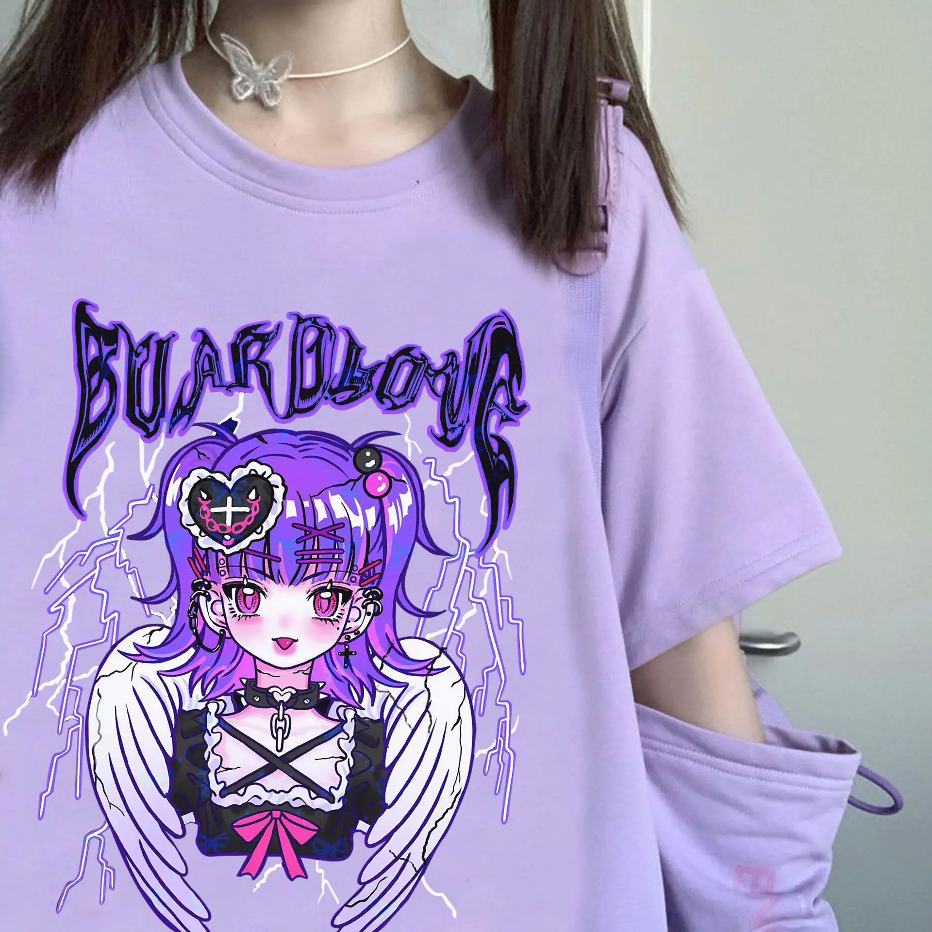 Women 2022 Velvet T-Shirt with Pink Bear Print