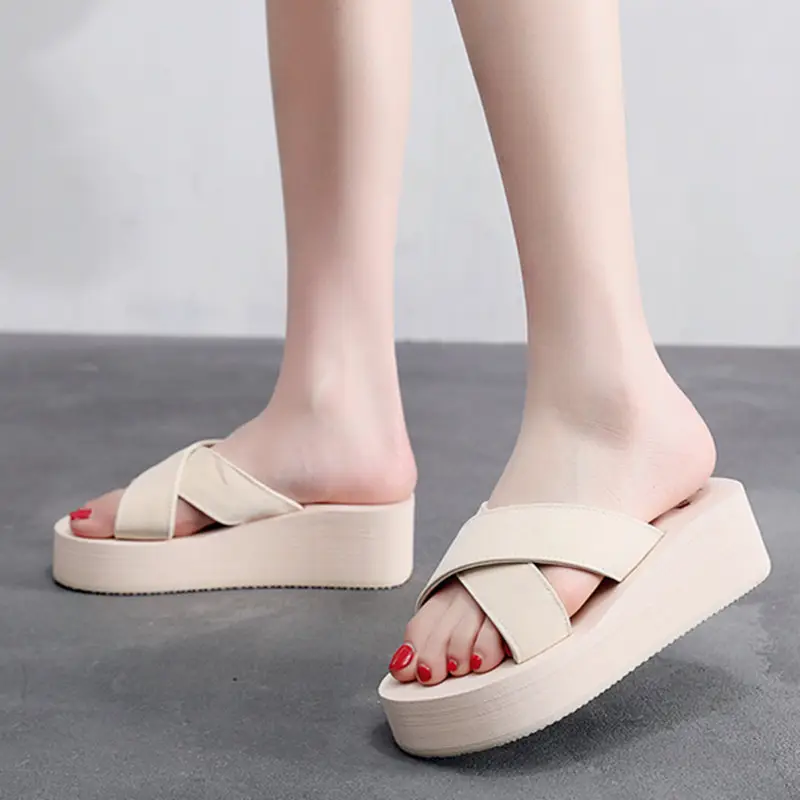 Women Cross Strap Wedge Sandals Black Summer