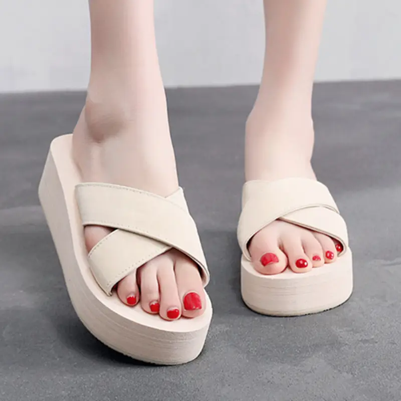 Women Cross Strap Wedge Sandals Black Summer
