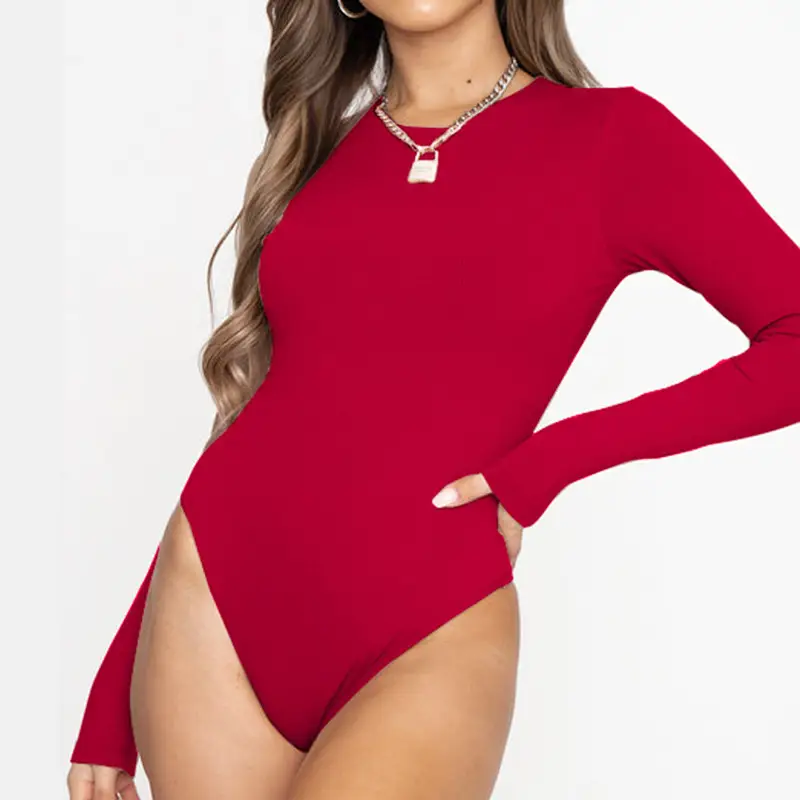 2023 Red Long Sleeve Bodysuit for Women - Image 2