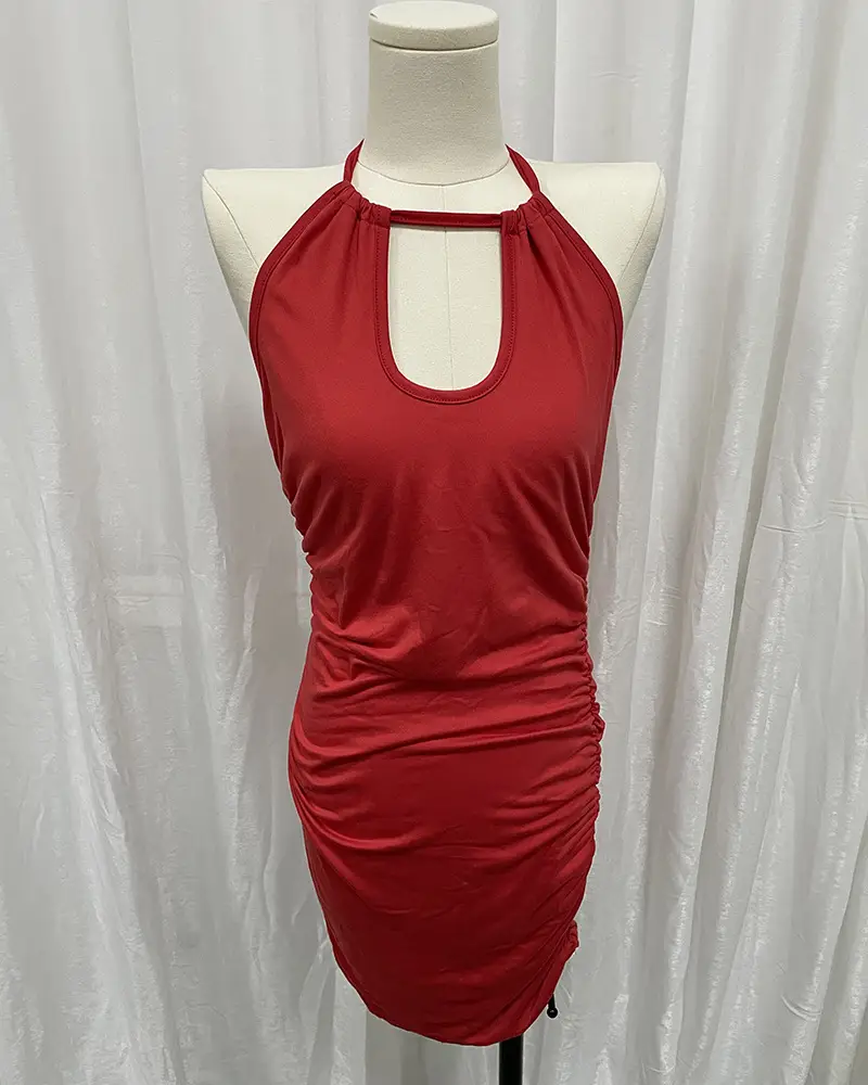 Black Lace-Up Halterneck Dress 2025 - Image 3