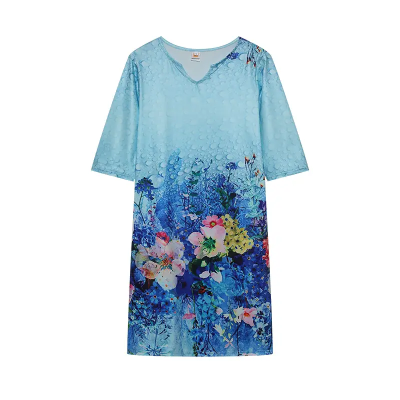 2022 V-Neck Pullover Dress with Leaf Print - Image 10