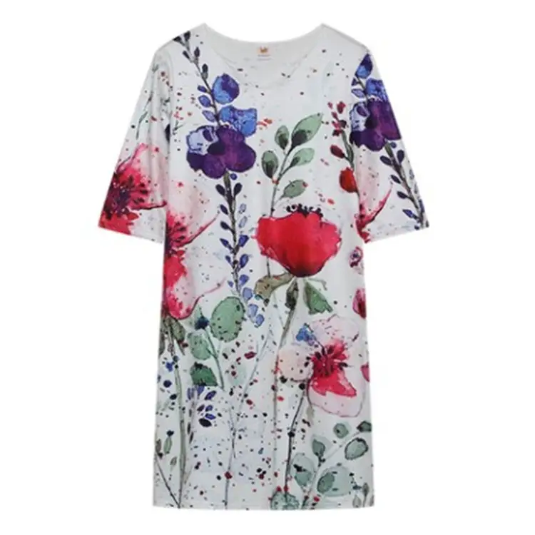 2022 V-Neck Pullover Dress with Leaf Print - Image 4