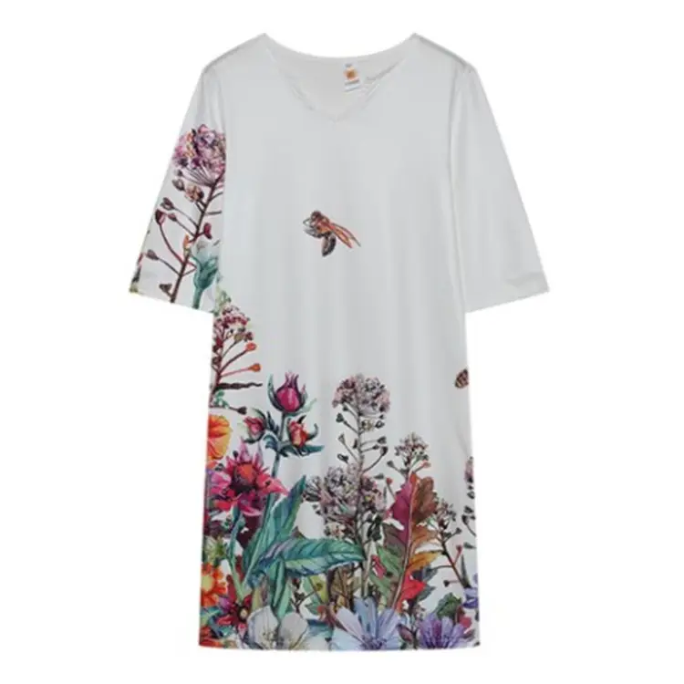 2022 V-Neck Pullover Dress with Leaf Print - Image 5