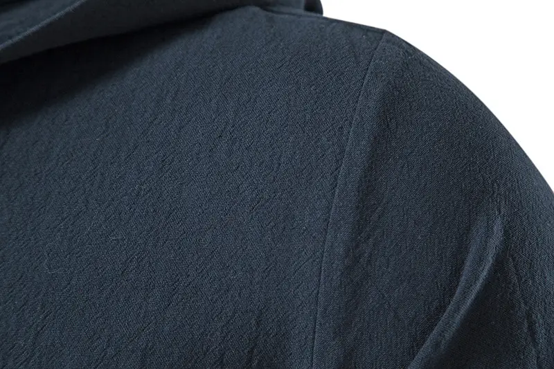 Men Navy Cotton Hooded Short Sleeve Shirt — feature 24