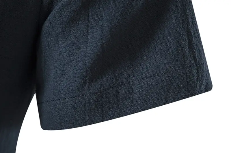Men Navy Cotton Hooded Short Sleeve Shirt — feature 27