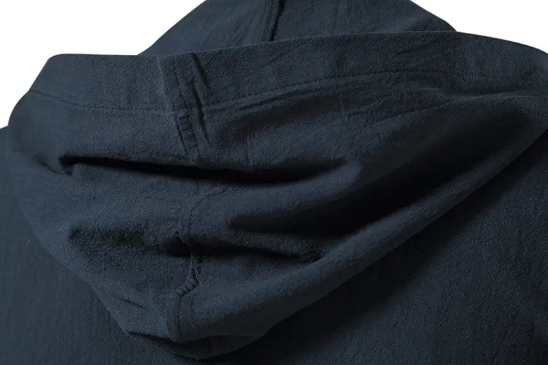 Men Navy Cotton Hooded Short Sleeve Shirt — feature 28