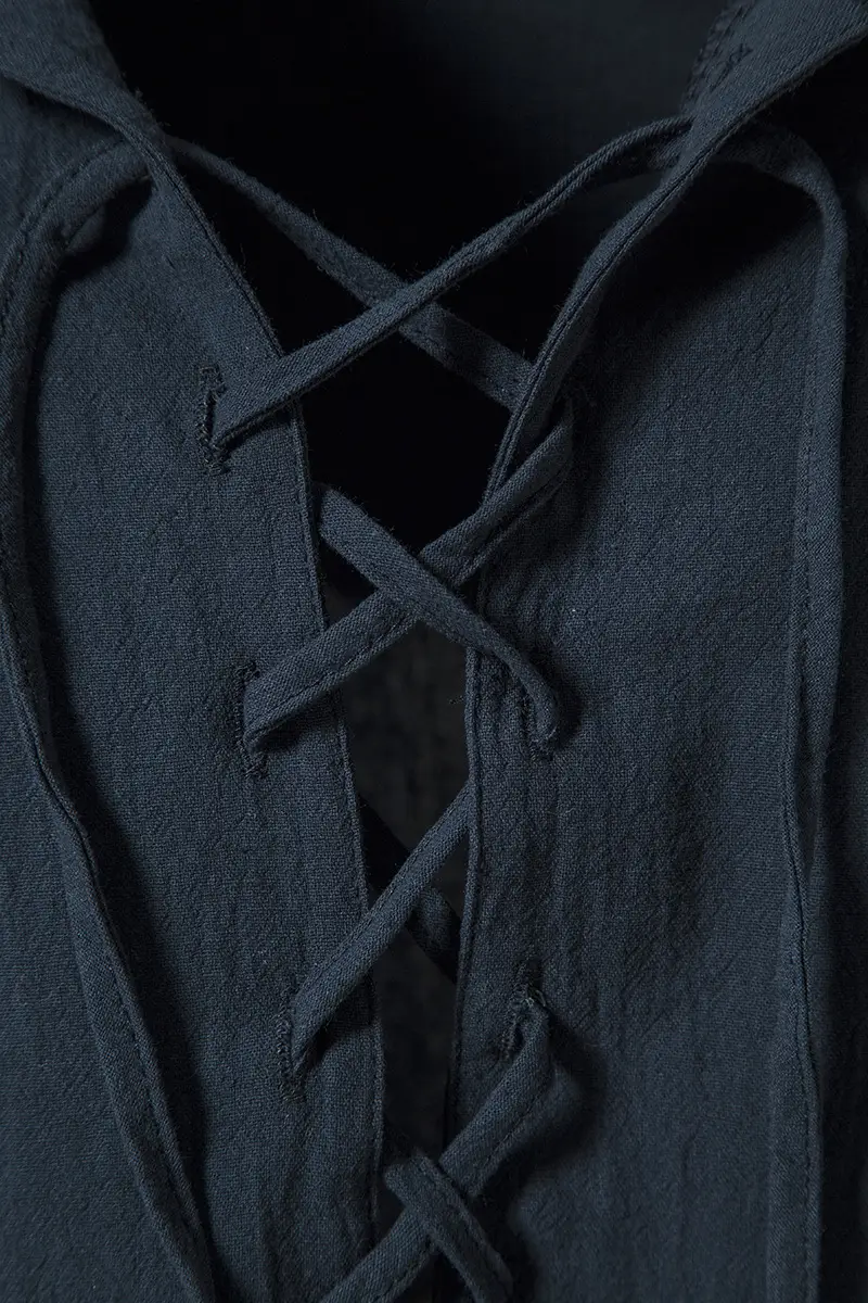 Men Navy Cotton Hooded Short Sleeve Shirt — feature 29