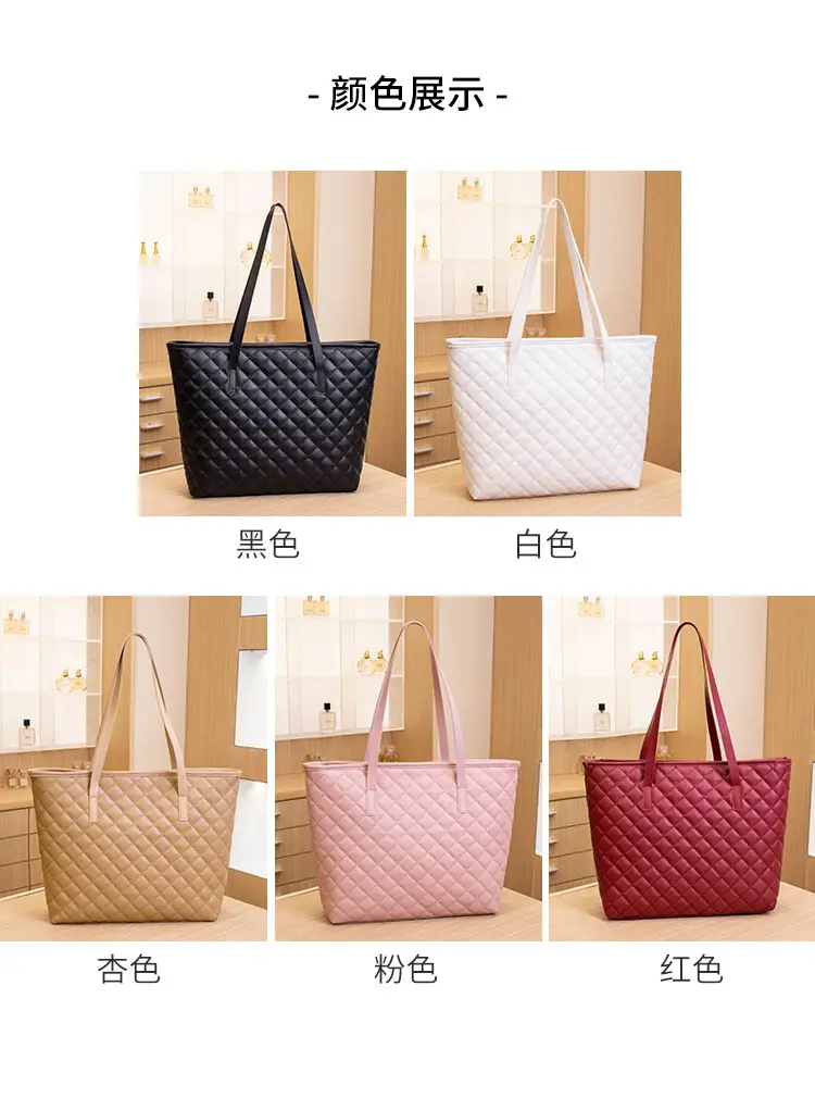 2022 Women Embroidered Tote Bag Black White Pink Large Capacity — feature 3