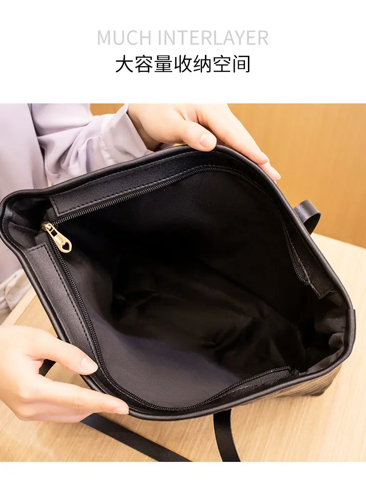 2022 Women Embroidered Tote Bag Black White Pink Large Capacity — feature 4