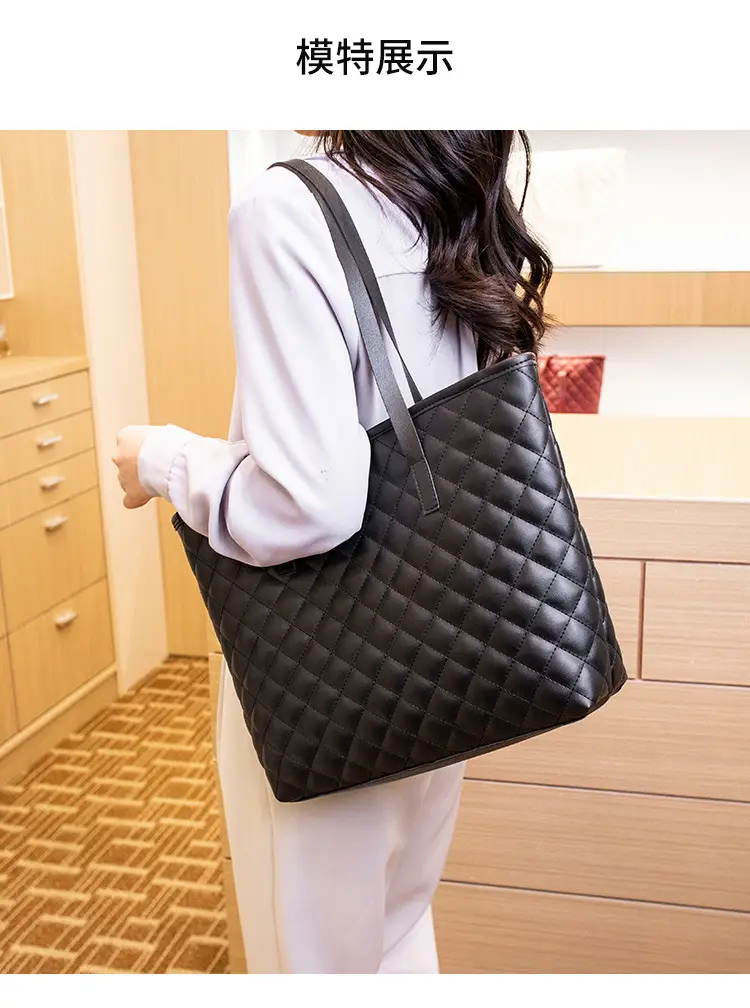 2022 Women Embroidered Tote Bag Black White Pink Large Capacity — feature 7
