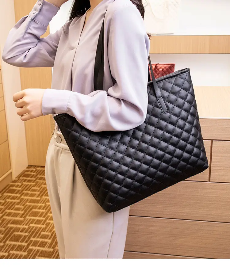 2022 Women Embroidered Tote Bag Black White Pink Large Capacity — feature 9