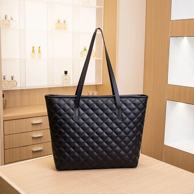 2022 Women Embroidered Tote Bag Black White Pink Large Capacity - Image 3