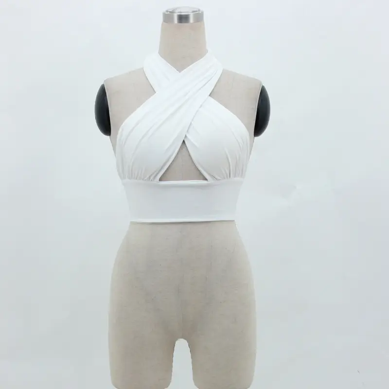 Cross Body Hollow Front Cross Sleeveless Top Pink — feature 22