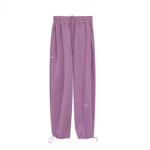 Women's Blue Loose Sports Pants Casual Winter Grey High Waist
