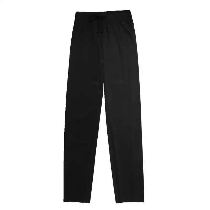 Women Ice Silk Wide Leg Pants Black Slimming Summer - Image 18